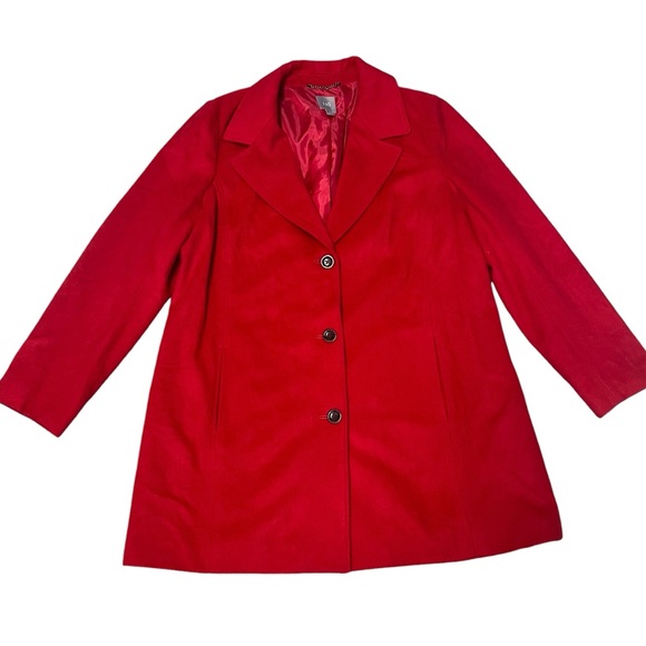 J. Jill - Womens Red Trench Wool Blend Coat Sz XL - Picture 2 of 5